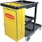 Rubbermaid Commercial Janitor Cart, Vinyl Bag, 3 Shelves, 21-3/4"x46"x38-3/8", BK/YW RCP617388 - alternate 1